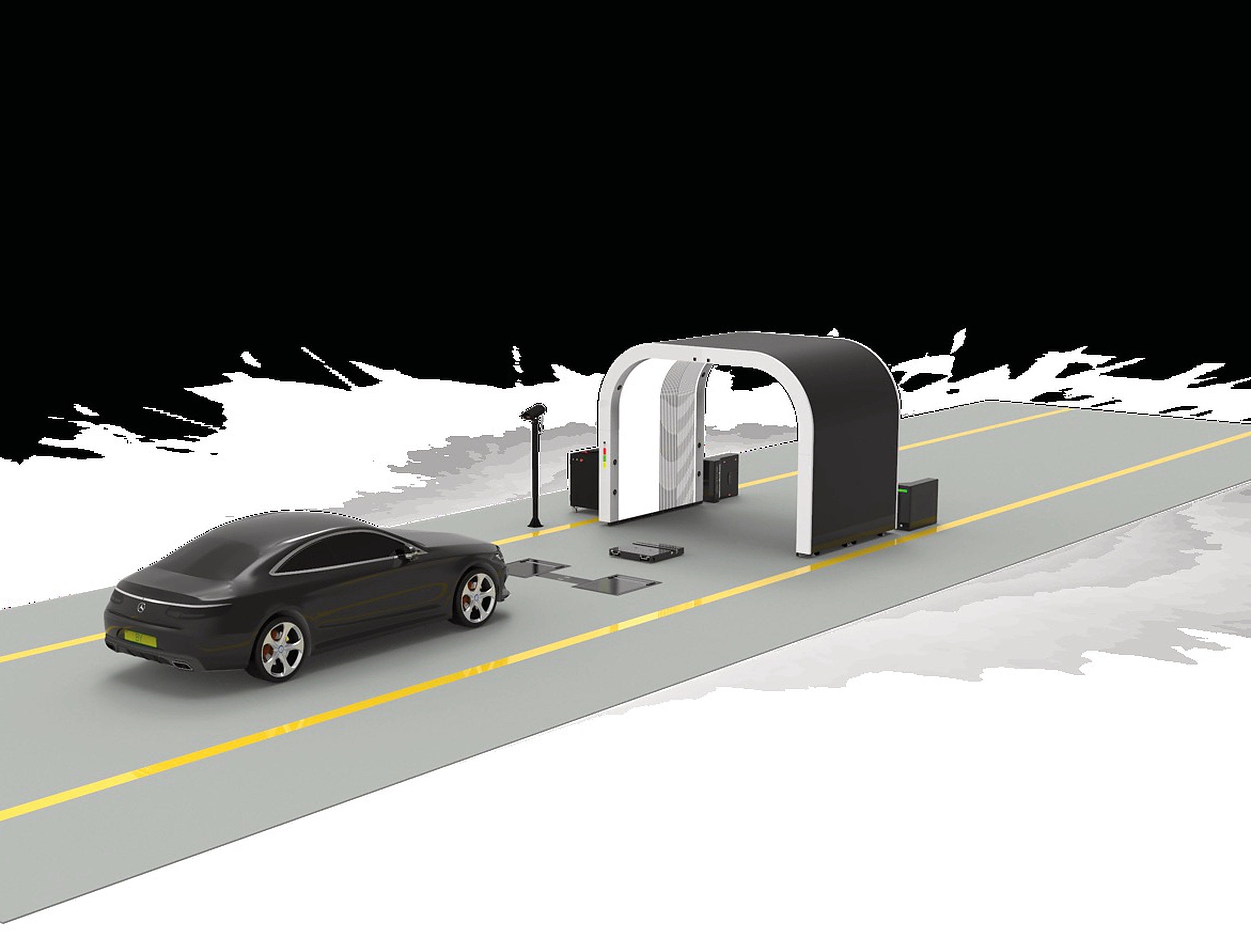 CXS inspection lane showing arch, undercarriage, tread and sidewall scanners